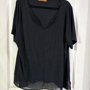 Belldini black sheer V-neck short sleeve blouse size 3X